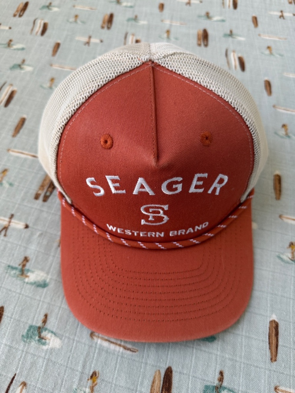 Seager Western Brand Rust & Cream Mesh Trucker Hat